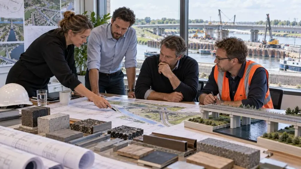 Duurzame infrastructuur uitgewerkt door ingenieurs met aandacht voor ontwerp, materialen en levensduur