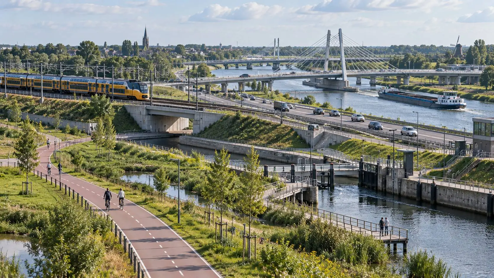 Duurzame infrastructuur in Nederland met wegen, spoor, water en groene openbare ruimte