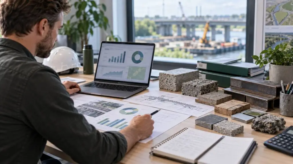 Duurzame infrastructuur CSRD met projectdata, leveranciersinformatie en materiaalgegevens